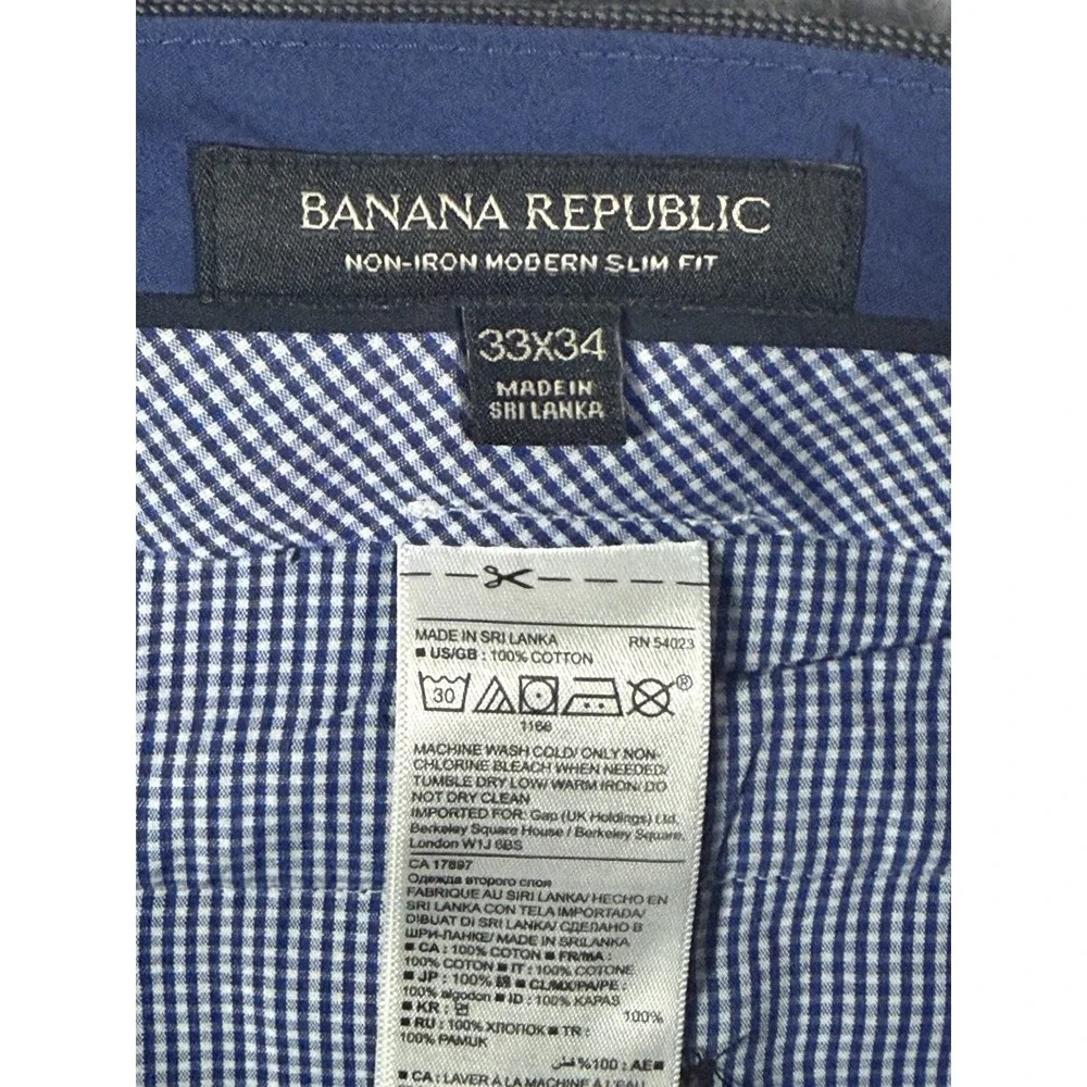 Banana Republic Dress Pants Mens 33 X 34 Gray Non Iron Modern Slim Fit Preppy